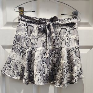 Snake Print Flared Skirt